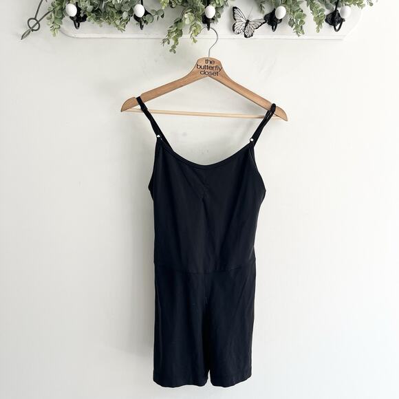 Athleta Pants - Athleta Skin Tight Romper Shorts/Spaghetti Straps Black Built In Bra Size Small